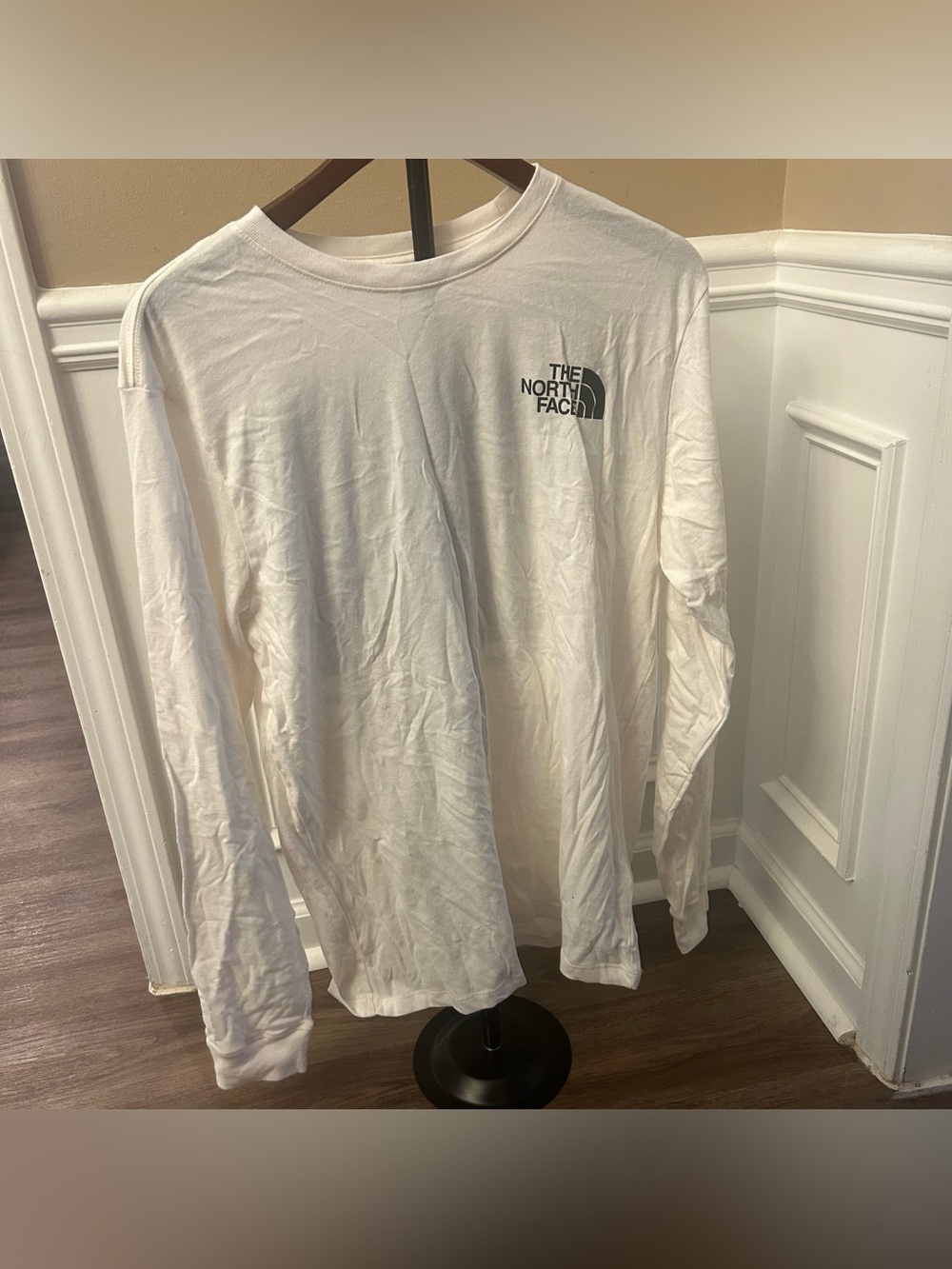 THE NORTH FACE Men's Sleeve Long Sleeve Tee, Gardenia White Black, Medium New